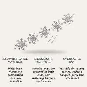 Detail view of the snowflake rhinestone headband highlighting the intricate metal base.