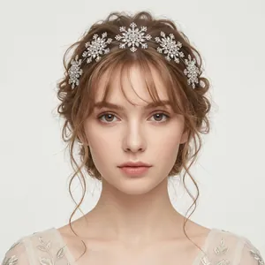 Elegant bridal snowflake rhinestone headband for weddings banquet and daily hair styling