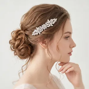 Barrette à cheveux élégante en zircone pour coiffures de mariée et chignons de fête