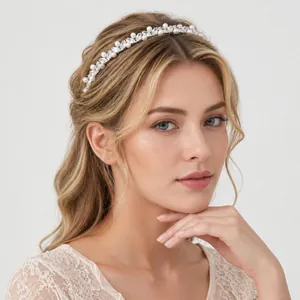 Eleganter Zirkonia Imitat Künstliche Perle Haarreif Für Damen Luxus Legierung Silber Haarband Braut Hochzeit Party Haarschmuck