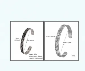 Viking Celtic knot stainless steel magnetic bangle dimensions and material details