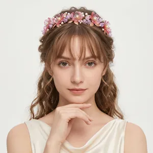 Elegant forest style acrylic flower headband for bridal weddings and formal parties
