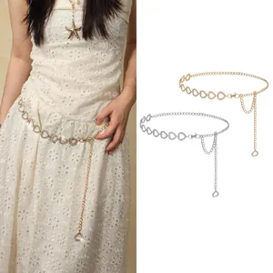 Chaîne de Taille Strass Cœur Mode Alliage Métal Ceinture à Maillons Réglable Or Argent Chaîne de Corps pour Femmes Accessoires Plage Fête