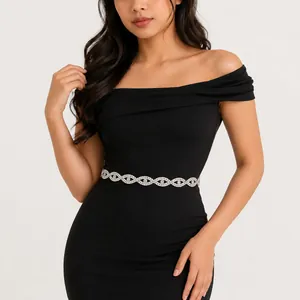 Elegante luxe kristallen tailleketting riem met hol kruisontwerp voor avondjurken