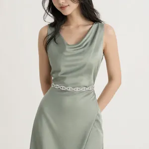 Elegante kriskras holle kristallen tailleketting riem met fonkelende strass steentjes