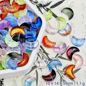 Close-up of colorful crescent moon glass beads for DIY jewelry making