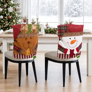 Weihnachten Stuhlhusse Polyestergewebe Cartoon Weihnachtsmann Schneemann Rentier Muster Festliche Haus Party Dekoration