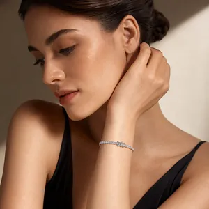 Elegant S925 sterling silver moissanite tennis bracelet for women worn by a model