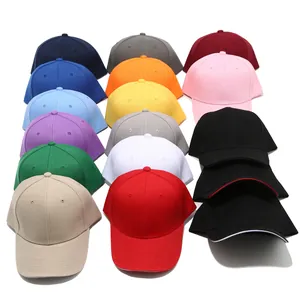 Detailed view of plain multi-colored baseball caps arranged in orderly rows