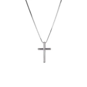 Minimalist S925 sterling silver cross pendant necklace with box chain for unisex