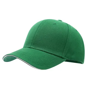 Classic green adjustable baseball cap featuring a distinctive white sandwich peak detail