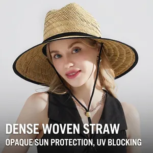 Handgewebter Strohhut mit breiter Krempe für Sonnenschutz und UV-Schutz