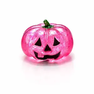 Lámpara de calabaza rosa luminosa de Halloween para decoración de coches y micropaisajes.