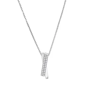 Élégante chaîne en argent sterling S925 avec pendentif en X et cristaux scintillants