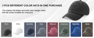 Washed distressed cotton baseball caps in multiple solid colors for unisex daily wear