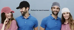 Detailed view showing unisex washed cotton baseball caps in multiple colors for adults