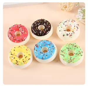 Variety pack of six colorful PU simulated donut fridge magnets for home decoration