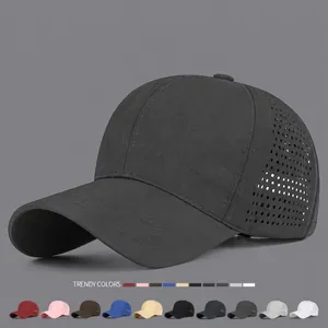 Adjustable Large Head Baseball Cap Breathable Quick Dry Polyester Sun Hat With Laser Cut Holes For Men Women Summer Outdoor Sports Fashion Casual Hat
