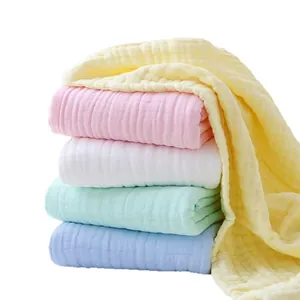 Soft 6-layer cotton muslin baby bath towel and breathable gauze receiving blanket