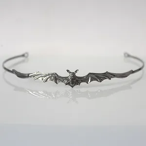 Intricate baroque alloy bat tiara for gothic Halloween party hair styling and costumes