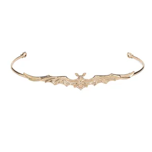 Elegant baroque style golden alloy bat headpiece crown for Halloween party accessories