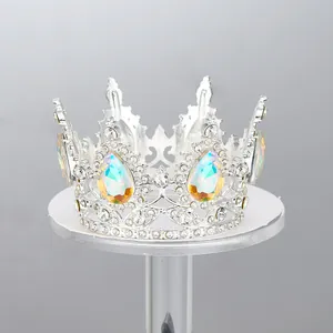 Elegante corona de plata con diamantes de imitación para decoración de pasteles