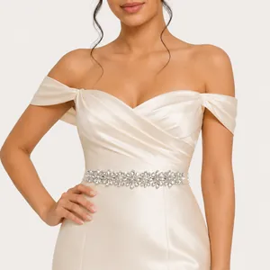 Ceinture de mariée élégante en strass de cristal pour robes de mariée et de soirée