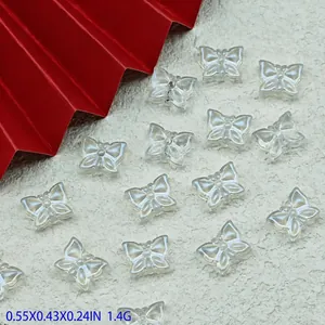 Detail view of transparent butterfly glass beads for DIY handmade jewelry crafting