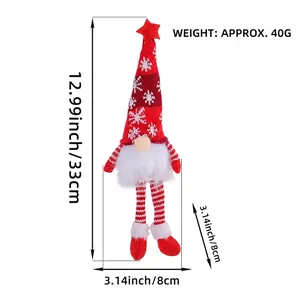 Detailed dimension view of Christmas gnome plush with LED light and snowflake hat 33cm