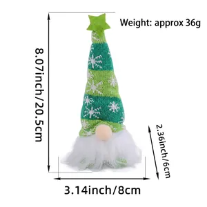 Detailed dimensions of Christmas knitted gnome doll with snowflake hat and beard