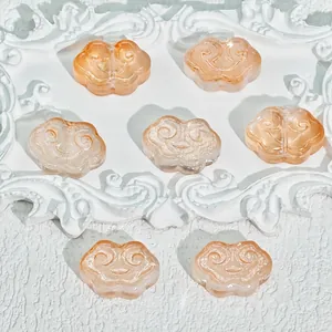 Handmade orange Ruyi cloud glass beads for DIY jewelry making, 9x13x4mm size accessory