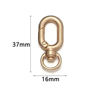 Detailed size dimensions of gold-plated zinc alloy swivel lobster clasp for DIY jewelry