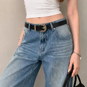 Women PU Leather Belt With Twisted Spiral Texture Gold Alloy Pin Buckle Elegant Fashion Commuter Waist Belt For Women
