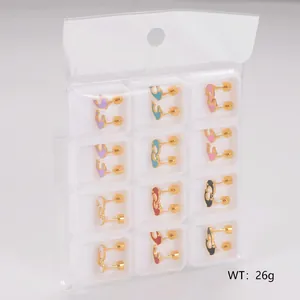 12 paia di orecchini a forma di animali colorati in confezione di plastica da 26g