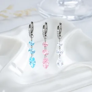 Titanium Alloy Rhinestone Tassel Dangle Earrings Geometric Crystal Fringe Piercing Huggie Hoops For Women Men Jewelry