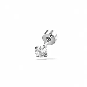 Mini four-prong CZ stud earring made of durable titanium steel for cartilage piercing