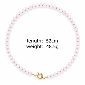 Detailed view of elegant natural stone beaded necklace, length 52cm, weight 48.5g.