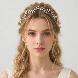 Luxus Braut Zirkonia Blume Blatt Haarranken Silber Legierung Kopfschmuck Für Hochzeit Bankett Party Damen Schmuck Accessoire