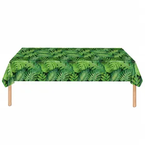 Green tropical palm leaf pattern disposable PE tablecloth for picnic and birthday party decorations