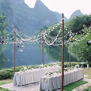 Outdoor G50 globe LED string lights decorating an elegant wedding event