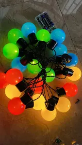 Detailed view of high-brightness multi-colored G50 LED globe string lights for camping.