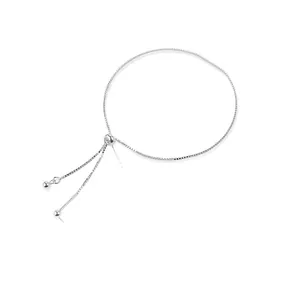 Bracelet chaîne box argentée réglable avec perle coulissante pour création de bijoux.