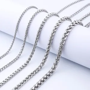 Edelstahl Spiga Kette Halskette Für Herren Damen Hochglanzpolierte Weizenkette Spiga Link Schmuck Für DIY Anhänger Zubehör