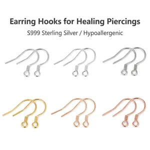 Crochets de boucles d'oreilles en argent S999 hypoallergénique DIY