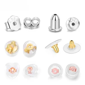 S925 Sterling Silber Ohrring Verschlüsse Silikon Ohrstöpsel Schmetterling Patronenform UFO Zubehör Für DIY Ohrstecker Herstellung