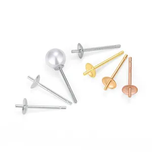 S925 Sterling Silber Ohrstecker in Silber, Gold und Roségold für DIY-Schmuckbau