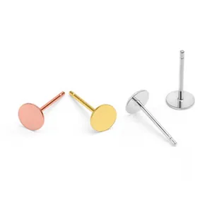 Ohrstecker aus S925 Sterlingsilber mit flacher Scheibe in Roségold, Gold und Silber