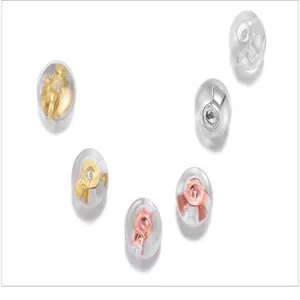 Detailansicht von S925 Sterlingsilber Silikon Ohrringverschlüssen in Gold, Silber, Roségold