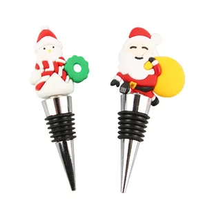 Christmas wine stoppers featuring cute snowman and Santa Claus figures for wine bottles