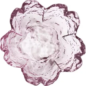 Japanese style pink cherry blossom shaped glass sauce dish with hammered texture